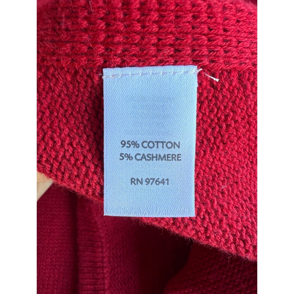 Pure Jill J Jill Red Knit Cotton Cashmere Cowl Neck Poncho Sweater M/L Lagenlook - Picture 10 of 12